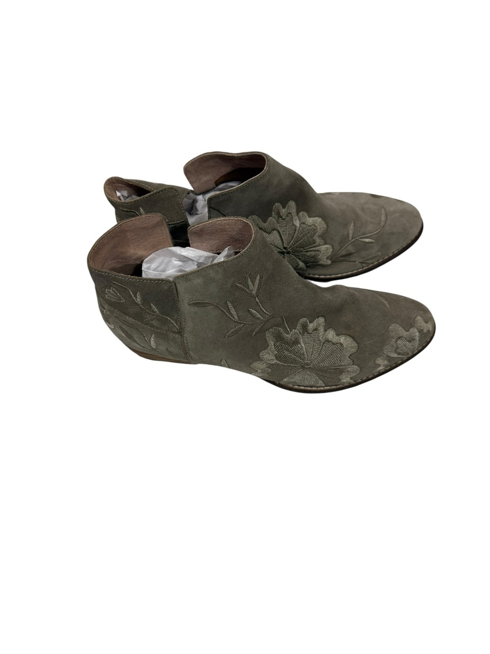 Seychelles Olive Suede Boots with Floral Embroidery size 9.5 - Picture 5 of 8